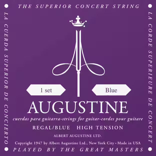 Augustine Regal Blue – Cordes guitare classique nylon Regal tirant fort