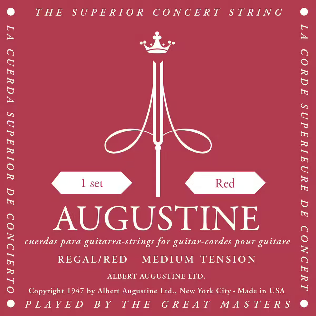Augustine Regal Rouge – Cordes guitare classique nylon Regal tirant normal