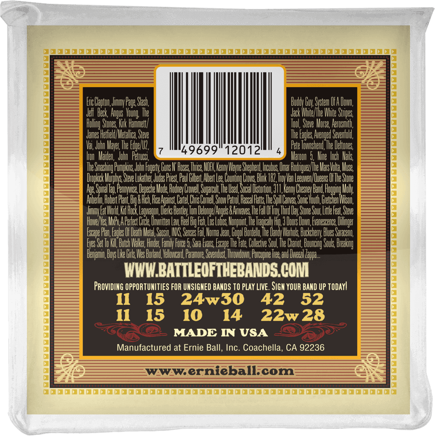 Ernie Ball 2012 Earthwood Medium | Jeu de Cordes Guitare 12 Cordes 11-52