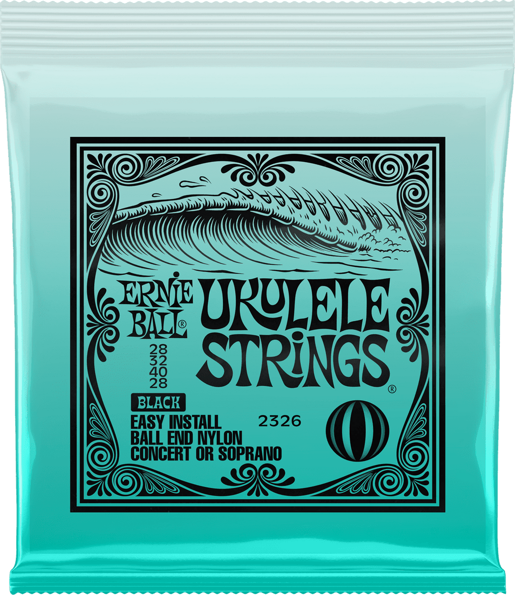 ERNIE BALL 2326 cordes pour Ukulélé Concert ou soprano 28 32 40 28 Nylon noir à boule
