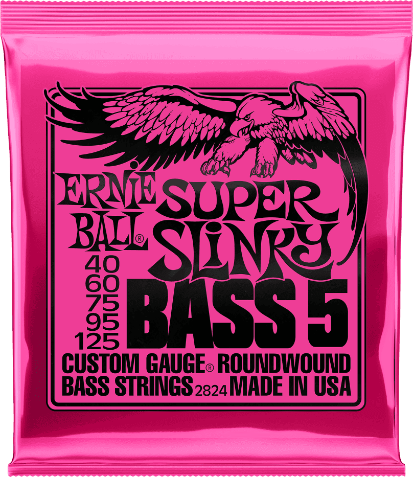 Ernie Ball 2824 Super Slinky | Jeu de Cordes Basse 5 Cordes 40-125