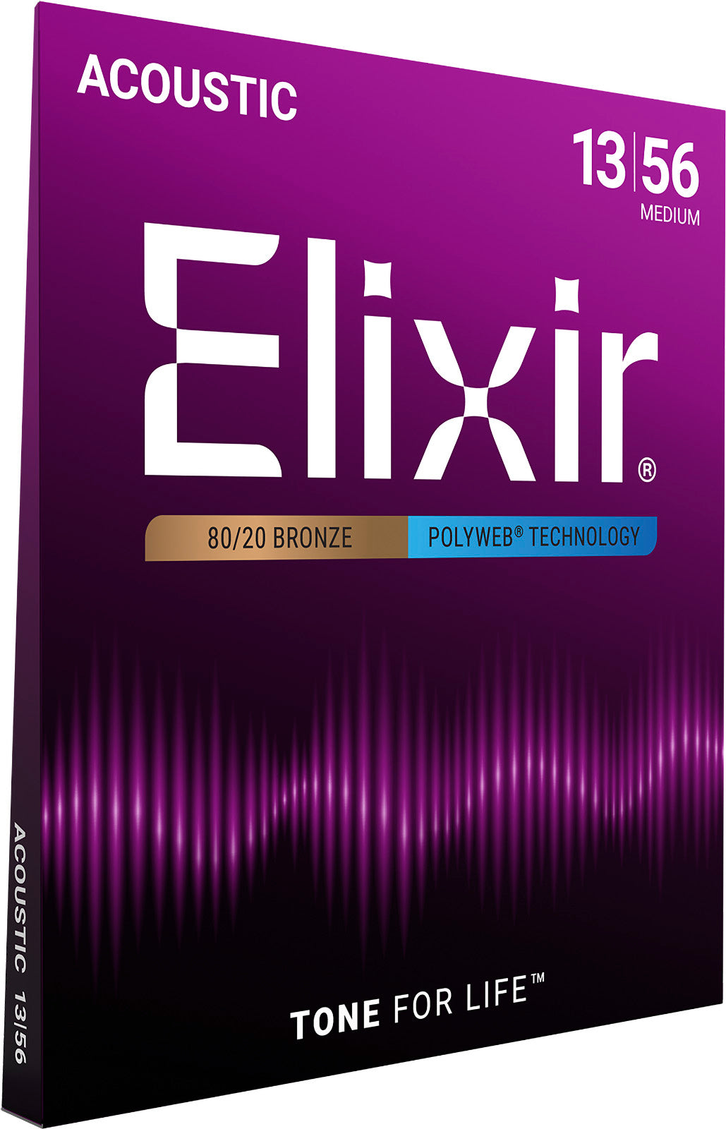 Cordes Guitare Acoustique Medium Elixir 11100 Nanoweb Phosphore Bronze 13-56 | Jeu Complet Traité