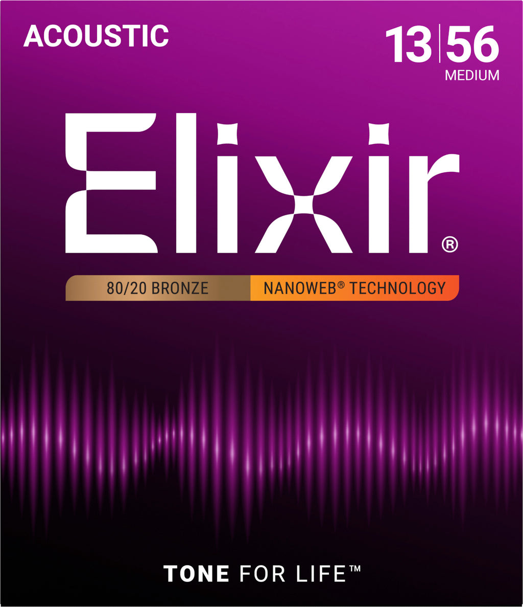 Elixir 11102 Nanoweb Phosphor Bronze 13-56 – Cordes guitare acoustique medium