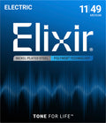 Cordes Guitare Électrique Medium Elixir 12100 Nanoweb 11-49 | Jeu Complet Revêtement Longue Durée