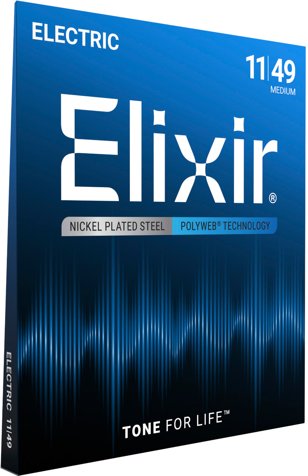 Cordes Guitare Électrique Medium Elixir 12100 Nanoweb 11-49 | Jeu Complet Revêtement Longue Durée