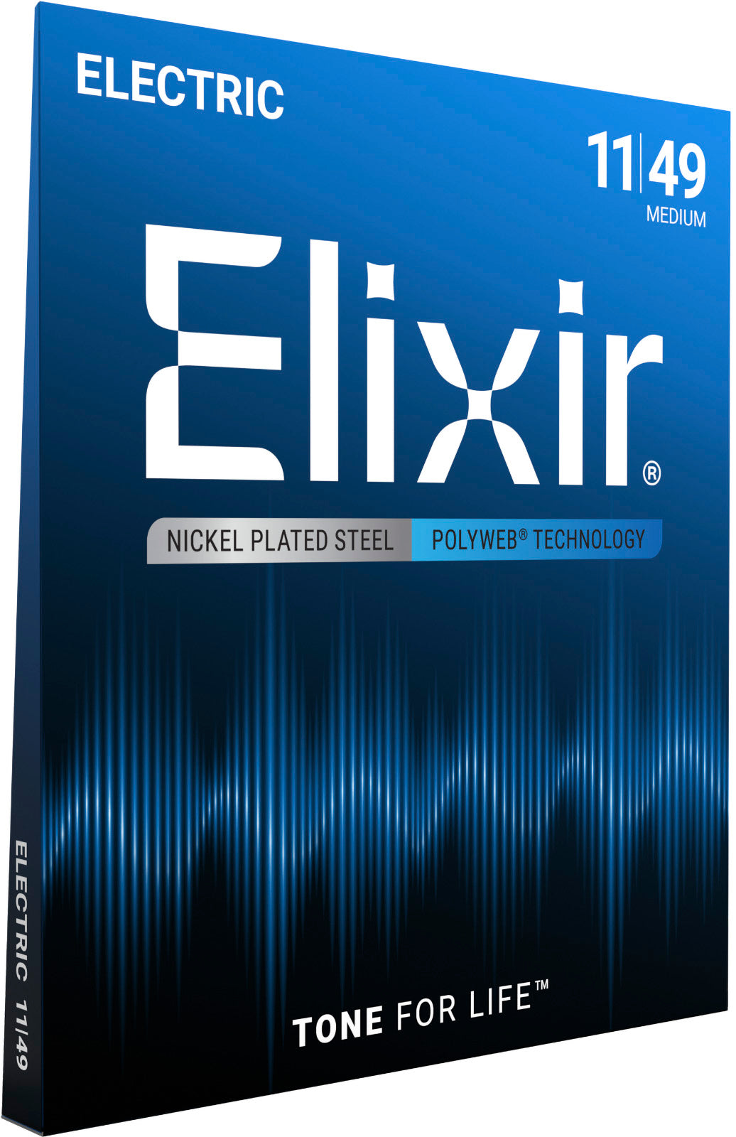 Cordes Guitare Électrique Medium Elixir 12100 Nanoweb 11-49 | Jeu Complet Revêtement Longue Durée