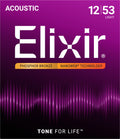 Elixir 16052 Nanoweb Phosphor Bronze 12-53 – Cordes guitare acoustique light