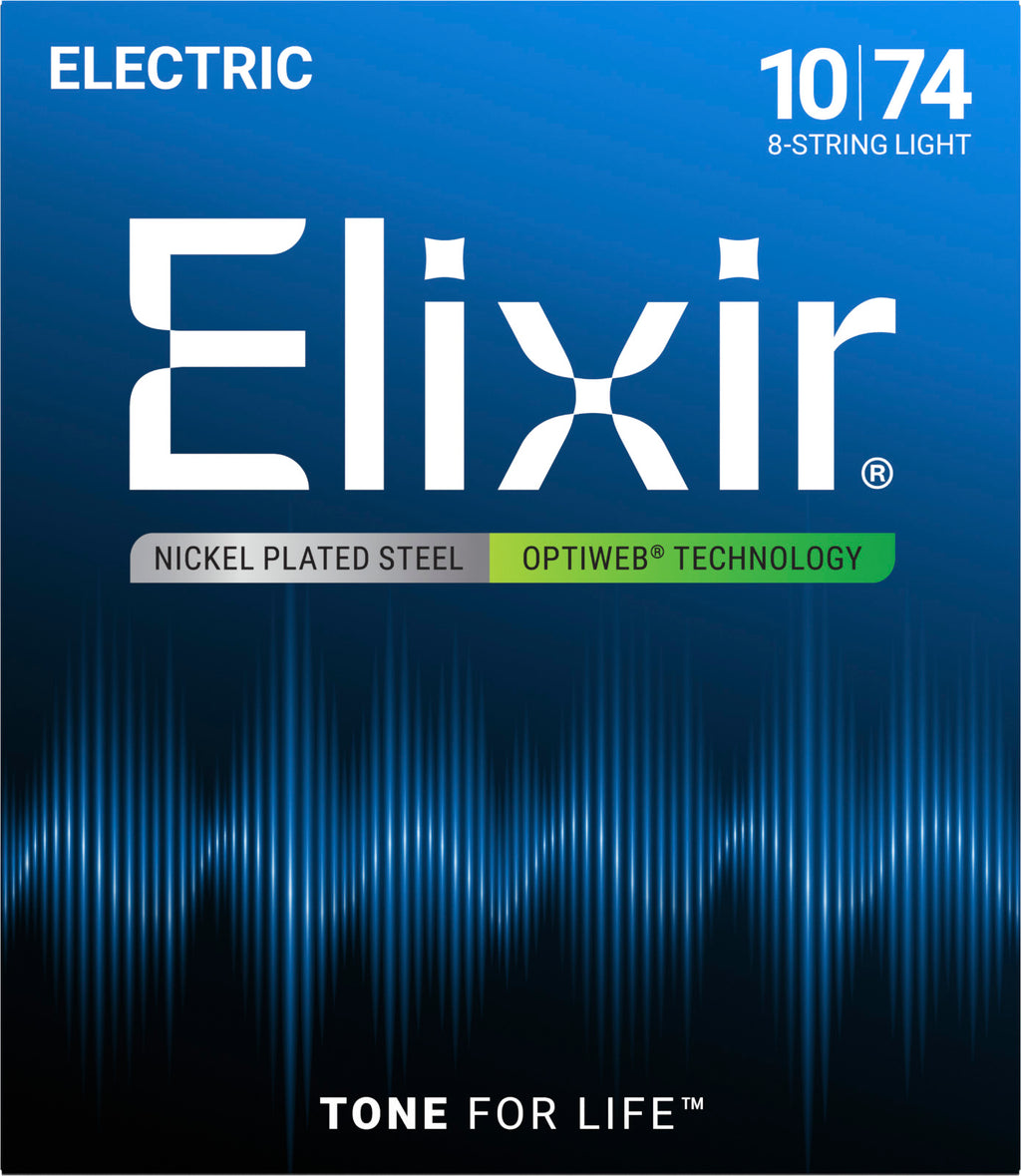 Cordes Guitare Électrique 8 Cordes Light Elixir 19062 Nanoweb 10-74 | Jeu Complet Traité