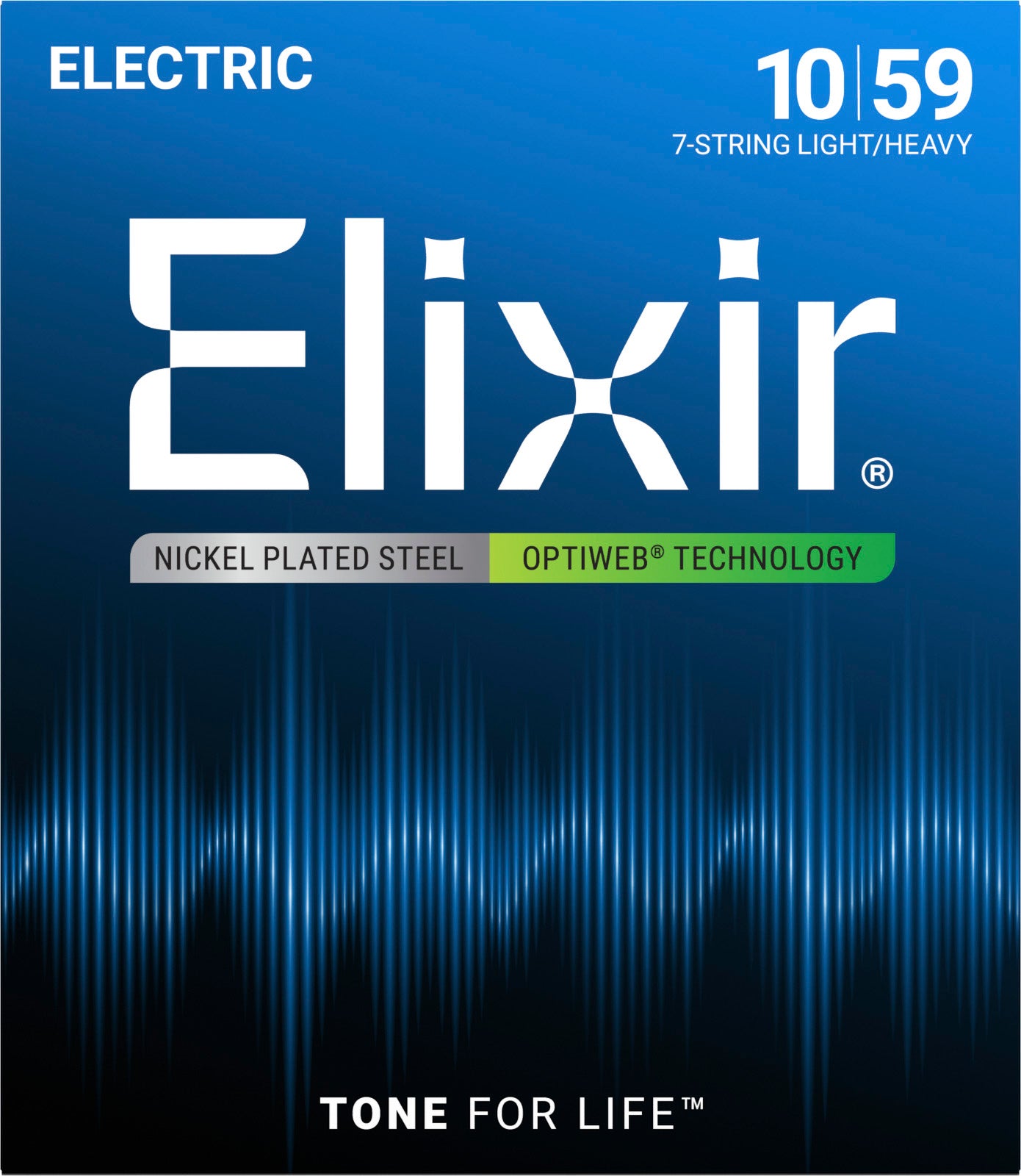 Cordes Guitare Électrique 7 Cordes Light Heavy Elixir 19074 Nanoweb 10-59 | Jeu Complet Revêt