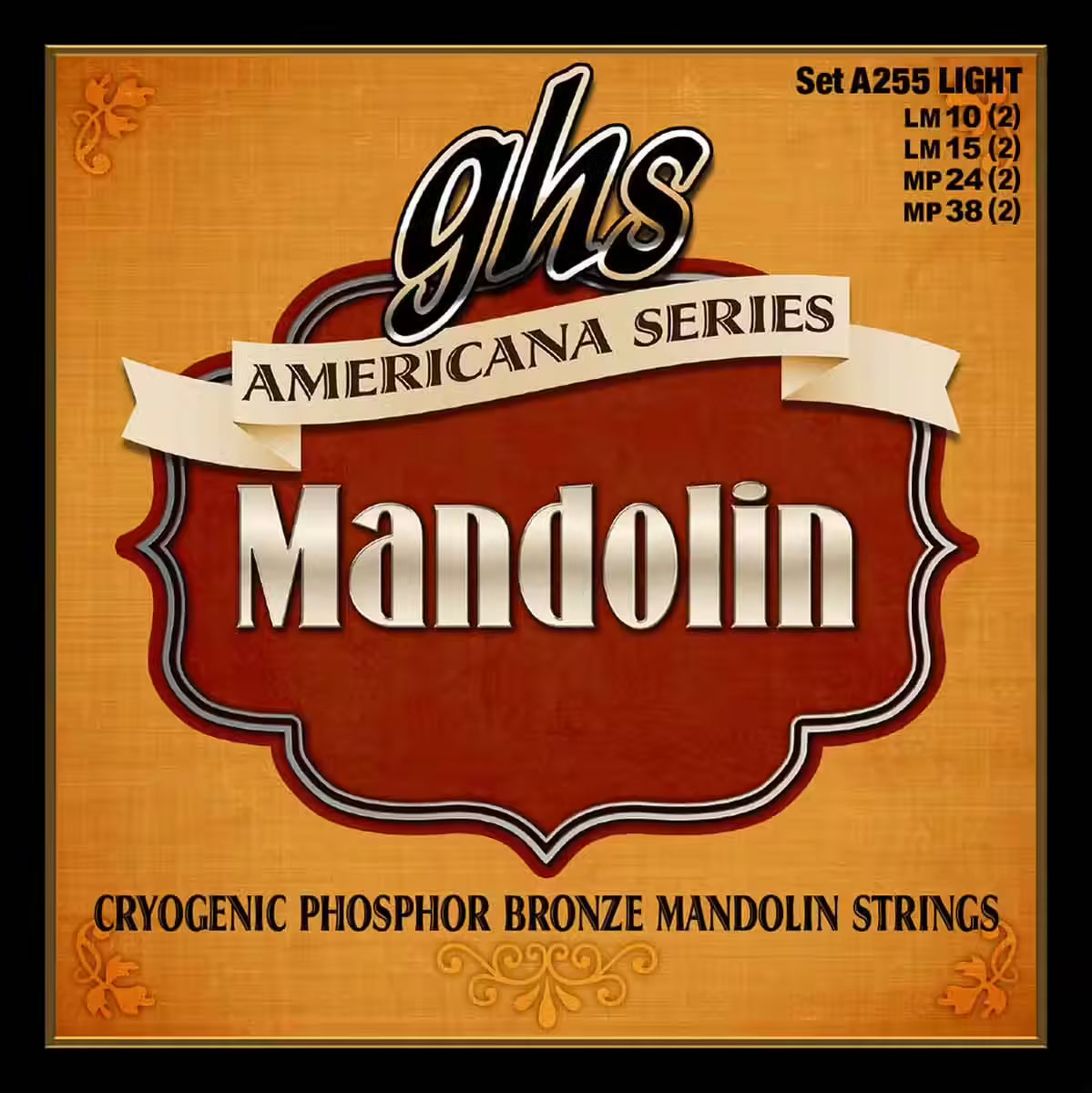Cordes Mandoline 8 Cordes GHS A255 Americana Light 10-15-24-38 | Jeu Complet Cryogénisé