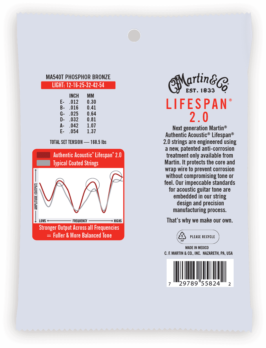 MARTIN MA540T 92/8 Phosphore Bronze - Authentic Treated, Light, 92/8 - 12-54