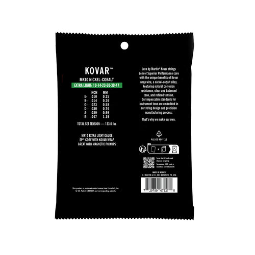Cordes Guitare Acoustique Extra Light Martin MK10 Kovar 10-47 | Jeu Complet Nickel-Cobalt