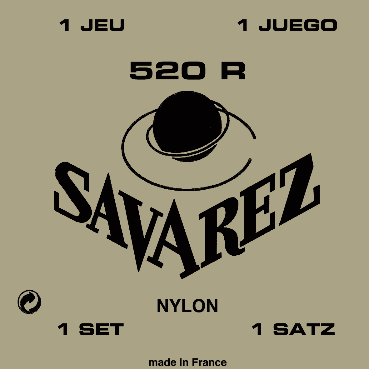 Jeu de cordes Savarez 520R nylon rectifié tirant normal pour guitare classique - fabrication française