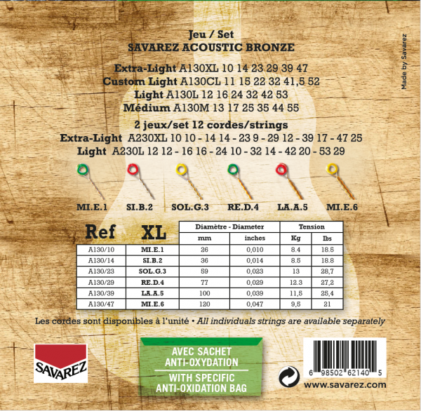 SAVAREZ A130XL ACOUSTIC BRONZE EXTRA LIGHT 10/47