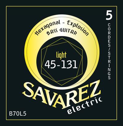 Savarez B70L5 Hexagonal Explosion Light | Cordes Basse 5 Cordes Nickel 45-131