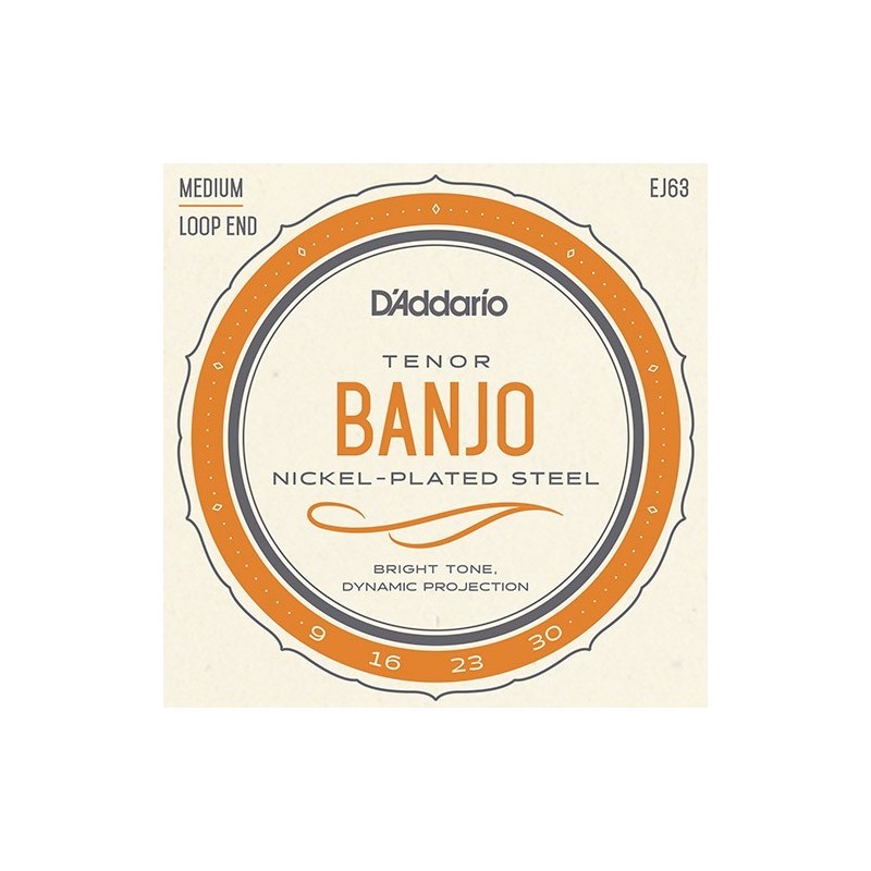 D'Addario EJ63 – Cordes banjo ténor nickel 4 cordes 9-30 CGDA