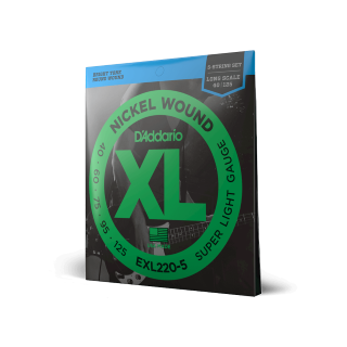 D'Addario EXL220-5 40-125 – Cordes Basse Électrique 5 Cordes XL Nickel Wound Longue Portée