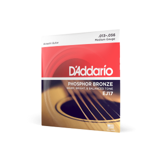 D'ADDARIO EJ17 Phosphor Bronze Acoustic Guitar Strings, Medium, 13-56