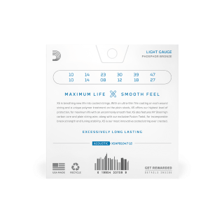 D'Addario XSAPB1047-12 10/47 – Cordes Guitare Acoustique 12 Cordes XS Phosphor Bronze Extra Light
