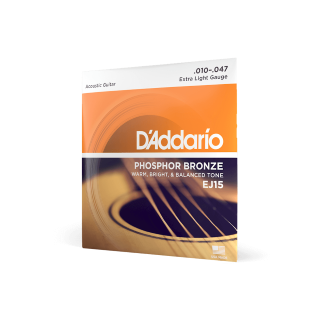 D'Addario EJ15 Phosphor Bronze 10-47 - Cordes Guitare Acoustique Folk | Tirant Extra Light