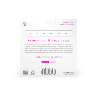 D'Addario XSE0942 9/42 – Cordes Électrique XS Nickel Coated Super Light