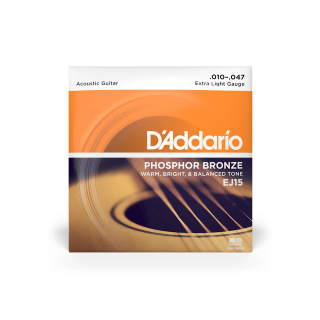 D'Addario EJ15 Phosphor Bronze 10-47 - Cordes Guitare Acoustique Folk | Tirant Extra Light