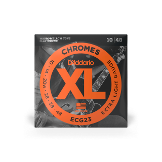 D'Addario ECG23 10-48 – Cordes guitare électrique flatwound Chromes extra light