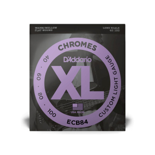 D'Addario ECB84 Chromes 40/100 – Cordes Basse Filet Plat Custom Light Long Scale