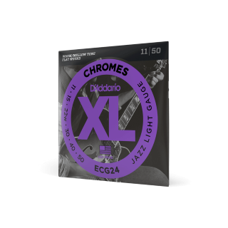 D'Addario ECG24 Chromes 11-50 – Cordes guitare électrique flatwound jazz light