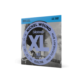 D'Addario EXL116 11-52 – Cordes guitare électrique nickel medium top / heavy bottom