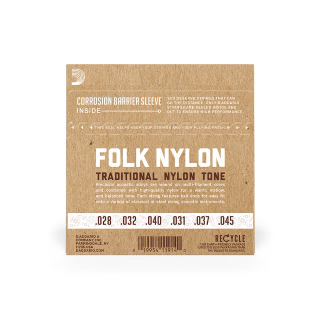 D'Addario EJ32C Folk Nylon | Cordes Guitare Acoustique Nylon Tension Normale